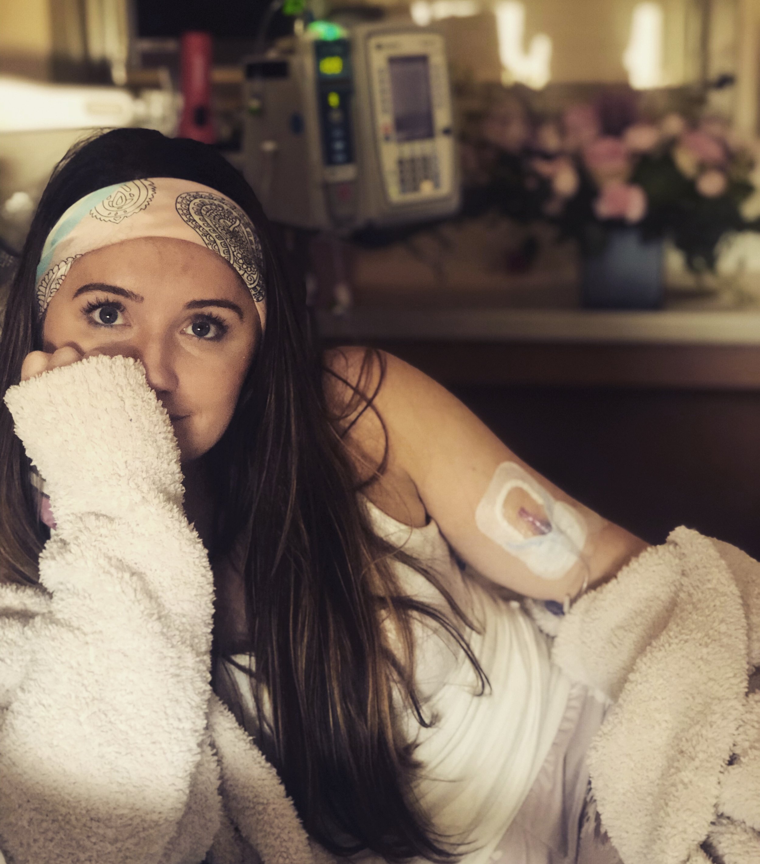 Erin Dohan in the hospital during recovery
